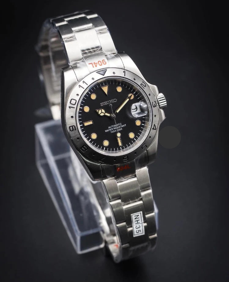 SEIKO MOD | EXPLORER | SILVER | BLACK DIAL