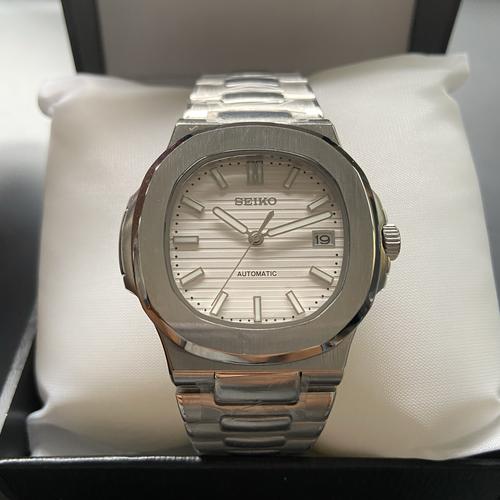 SEIKO MOD | NAUTILUS DATE | SILVER | WHITE INDEX DIAL