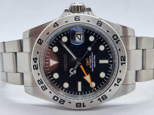 SEIKO MOD | EXPLORER GMT | SILVER | BLACK DIAL