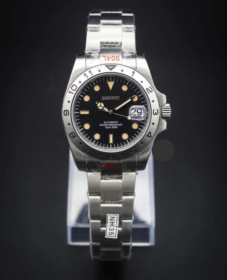 SEIKO MOD | EXPLORER | SILVER | BLACK DIAL