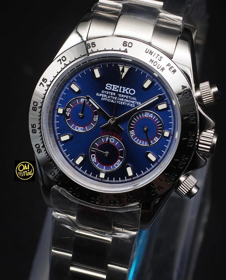 SEIKO MOD | DAYTONA | SILVER| NAVY BLUE DIAL