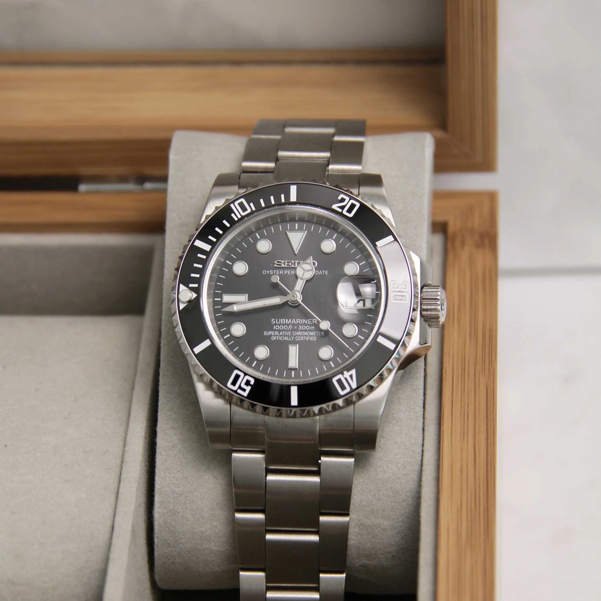 SEIKO MOD | SUBMARINER MASTER | SILVER | BLACK DIAL