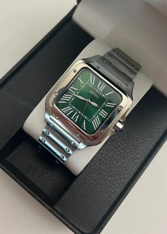 SEIKO MOD | SANTOS | SILVER | FOREST GREEN ROMAN DIAL