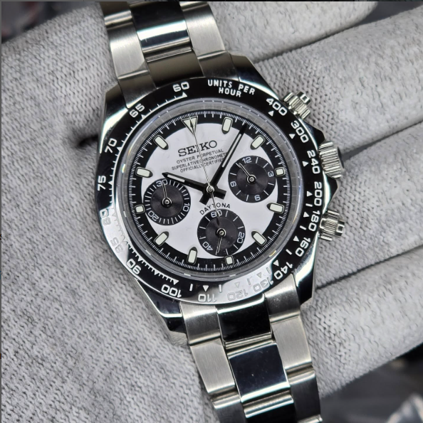 SEIKO MOD | DAYTONA | SILVER | WHITE INDEX DIAL
