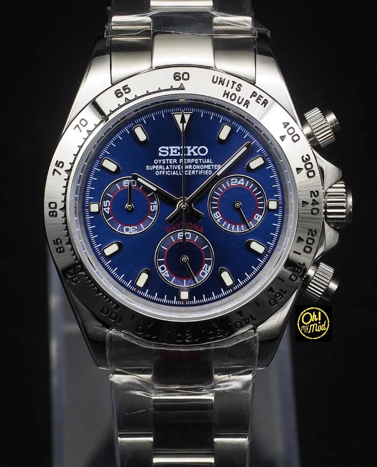 SEIKO MOD | DAYTONA | SILVER| NAVY BLUE DIAL