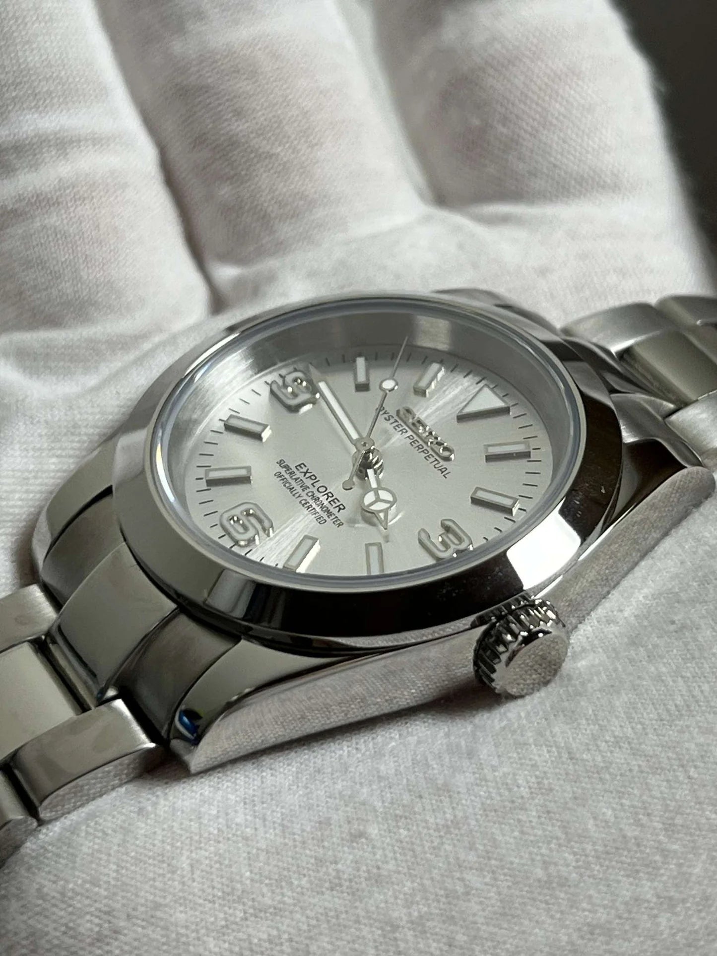 SEIKO MOD | EXPLORER OYSTER | SILVER | WHITE DIAL