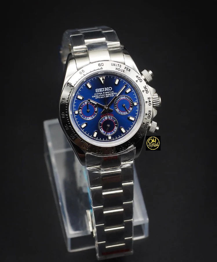 SEIKO MOD | DAYTONA | SILVER| NAVY BLUE DIAL