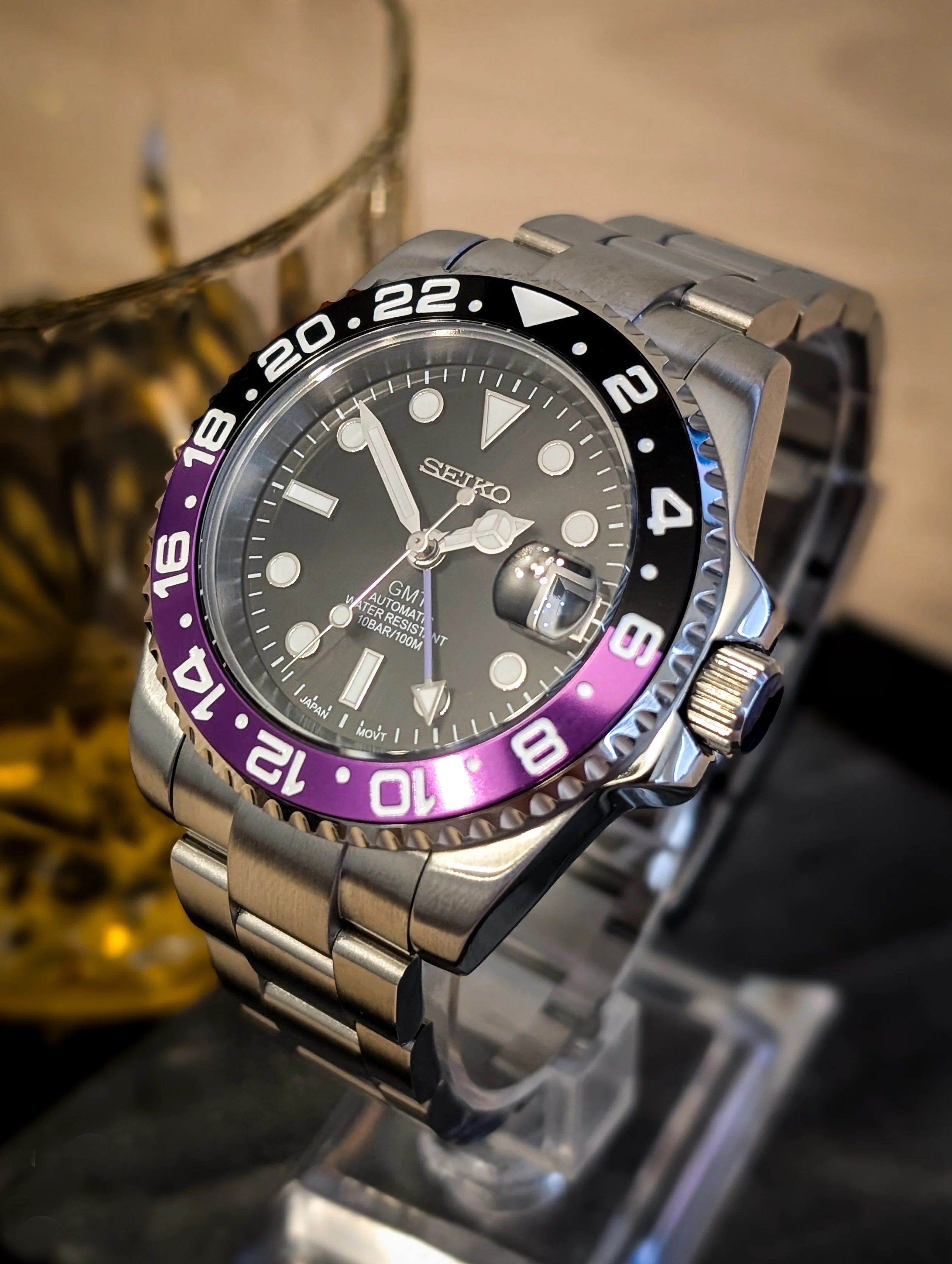 SEIKO MOD | SUBMARINER JOCKER | SILVER | BLACK DIAL