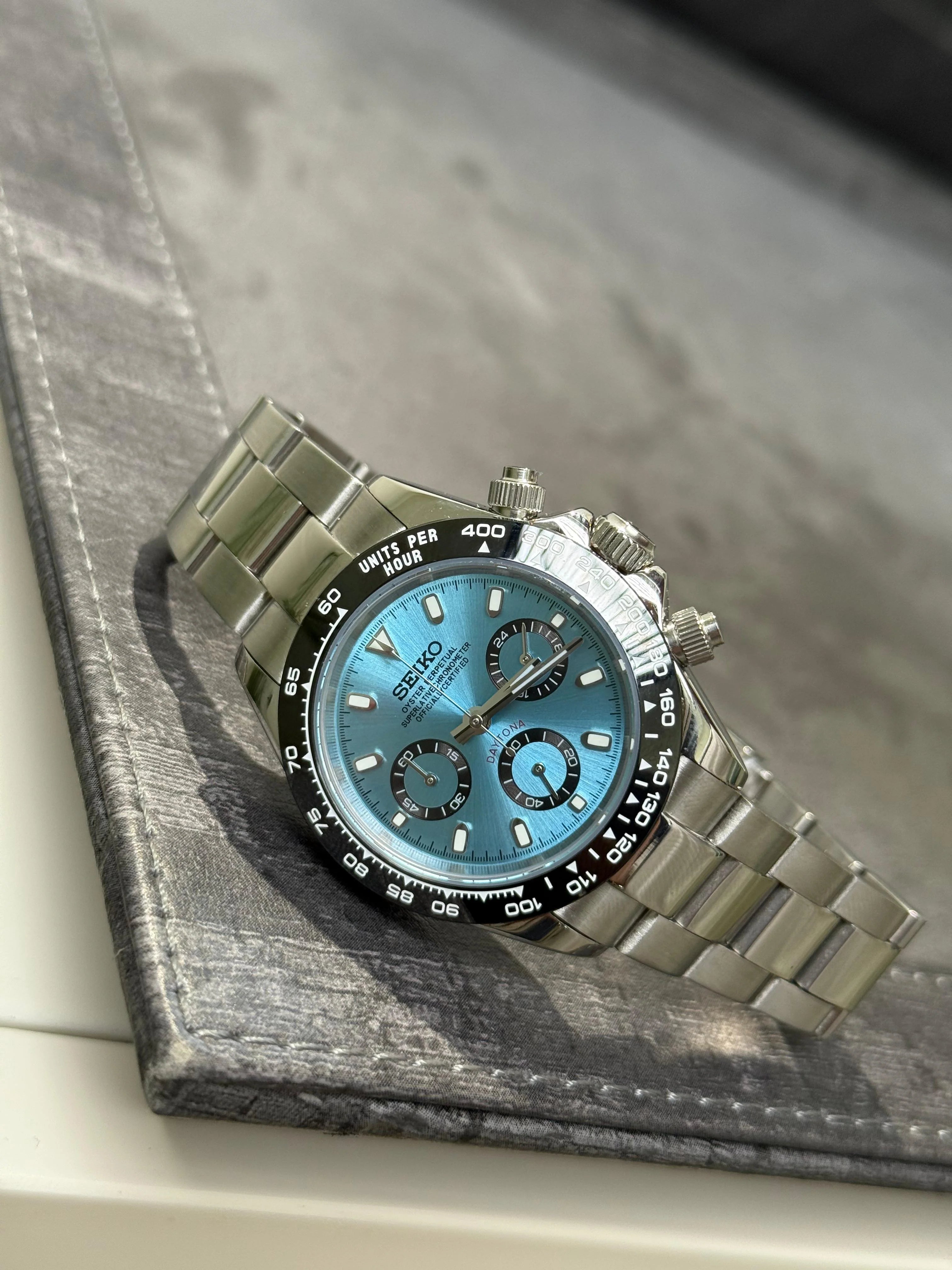 SEIKO MOD | DAYTONA | SILVER | ICE BLUE DIAL