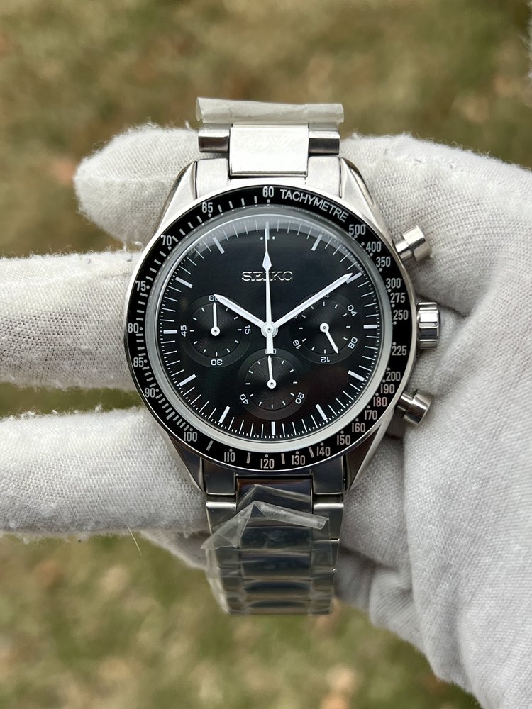 SEIKO MOD | OMEGA SPEED MASTER | SILVER| BLACK INDEX DIAL