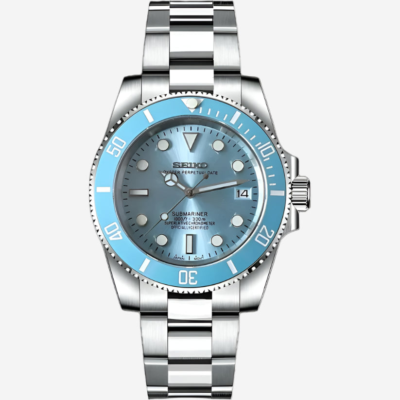 SEIKO MOD | SUBMARINER | SILVER | SKY BLUE DIAL