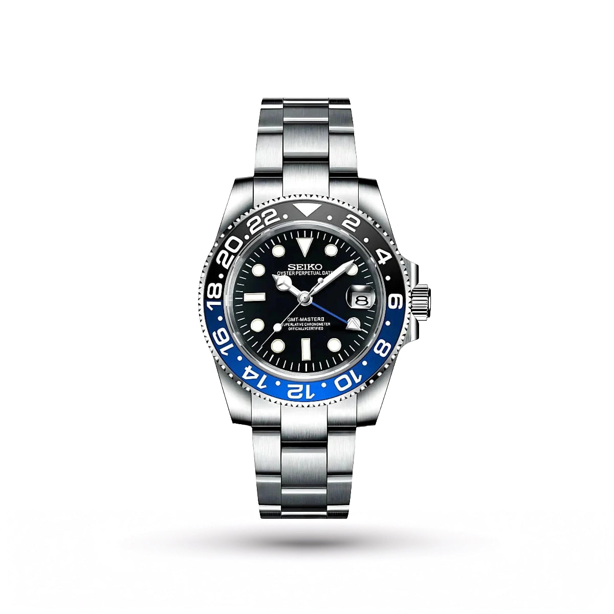 SEIKO MOD | BATMAN GMT MASTER II | SILVER | BLACK DIAL