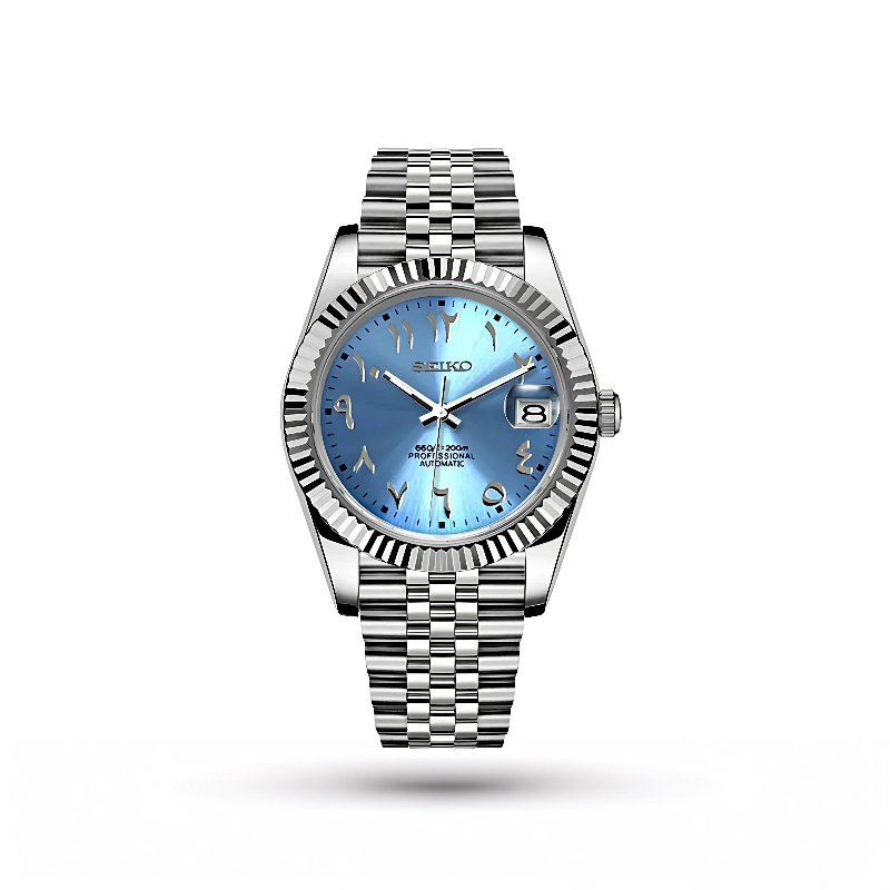 SEIKO MOD | DATE JUST | SILVER | ICE BLUE ARABIC DIAL