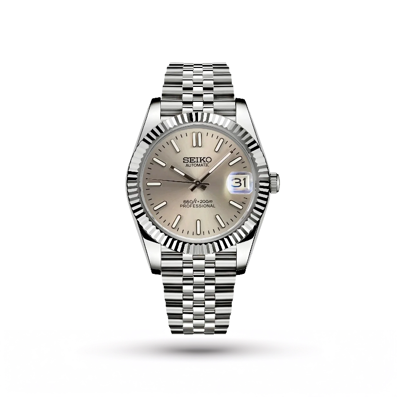 SEIKO MOD | DATE JUST SILVER | SILVER GREY INDEX DIAL