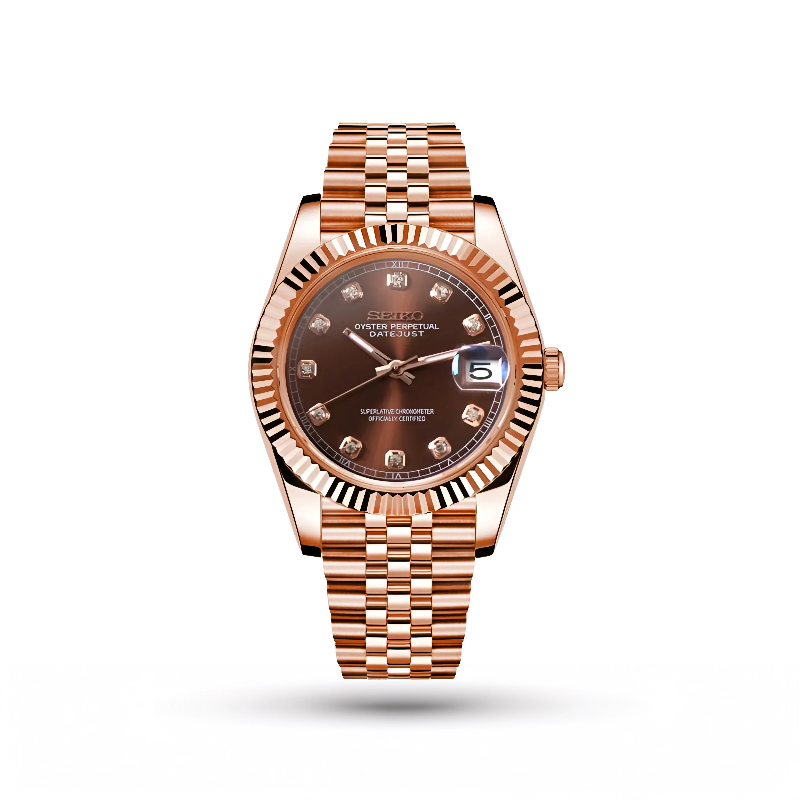 SEIKO MOD | DATE JUST| ROSE GOLD | BROWN STONE DIAL