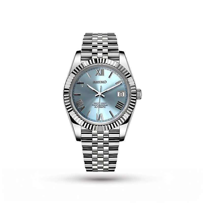 SEIKO MOD | DATE JUST | SILVER | ICE BLUE ROMAN DIAL