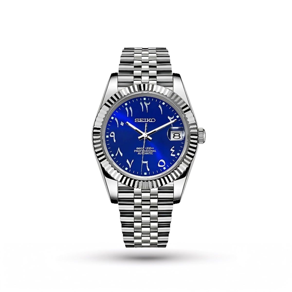 SEIKO MOD | DAY JUST | SILVER | ABYSS BLUE ARABIC DIAL