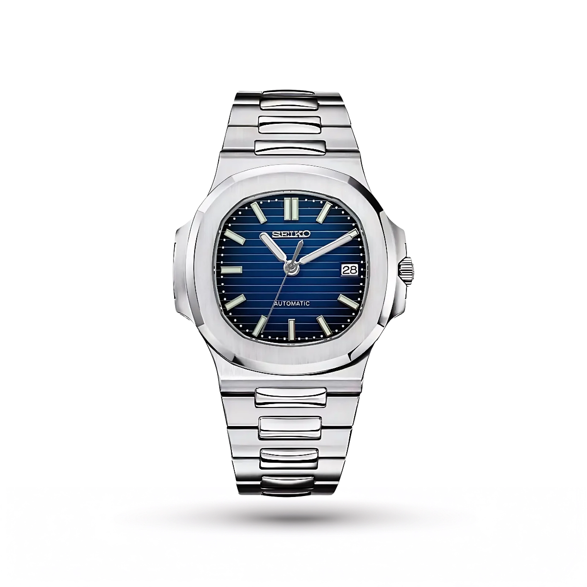 SEIKO MOD | NAUTILUS DATE | SILVER | ABYSS BLUE INDEX DIAL