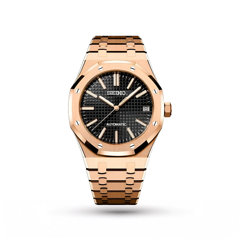 SEIKO MOD | ROYAL OAK | ROSE GOLD | BLASCK INDEX DIAL