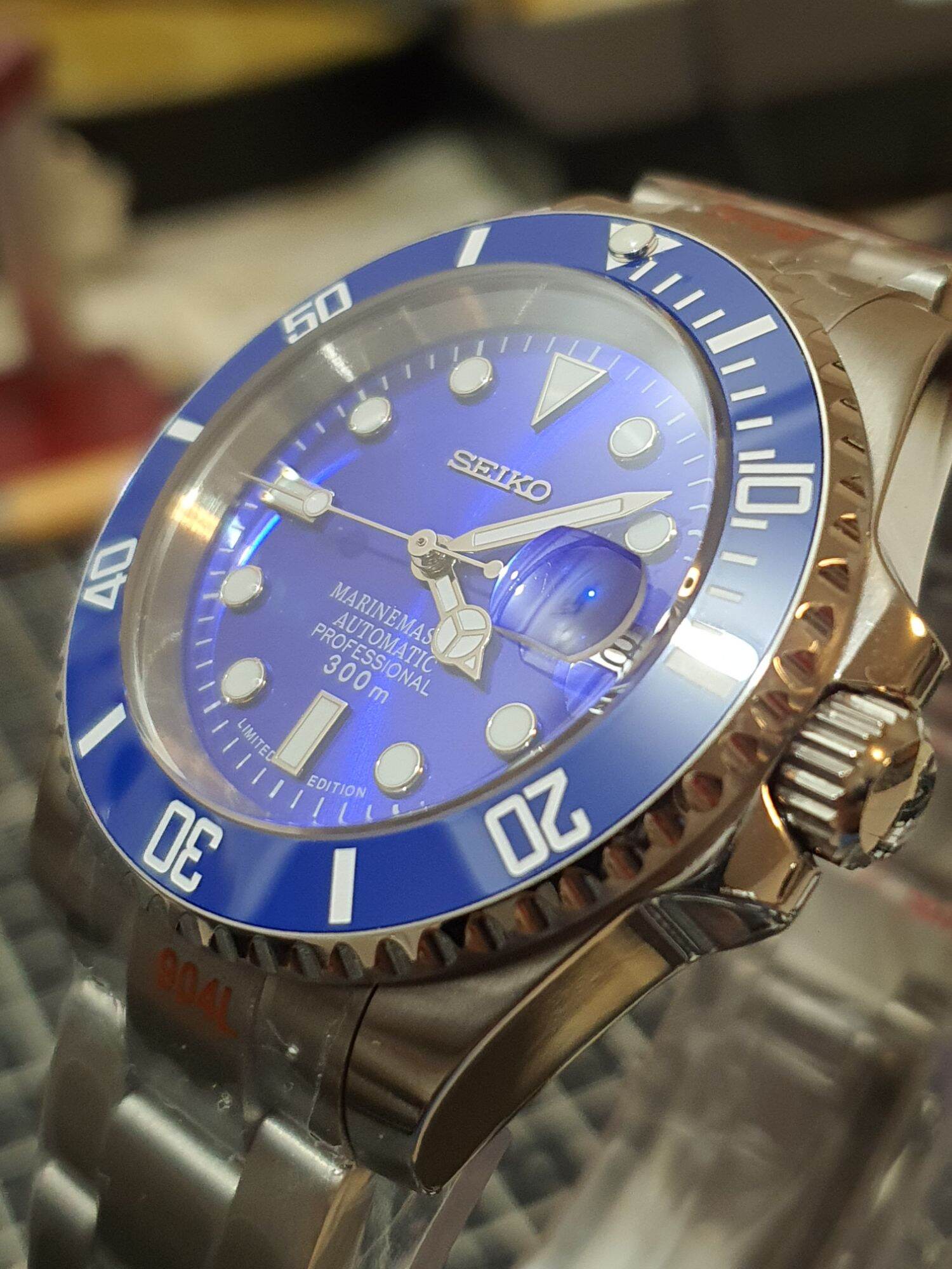 SEIKO MOD | SUBMARINER MASTER BLUE | SILVER | BLUE DIAL