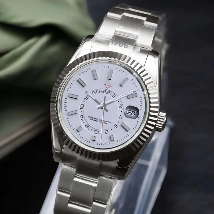SEIKO MOD | SKY DWELLER DATE | SILVER | WHITE INDEX DIAL