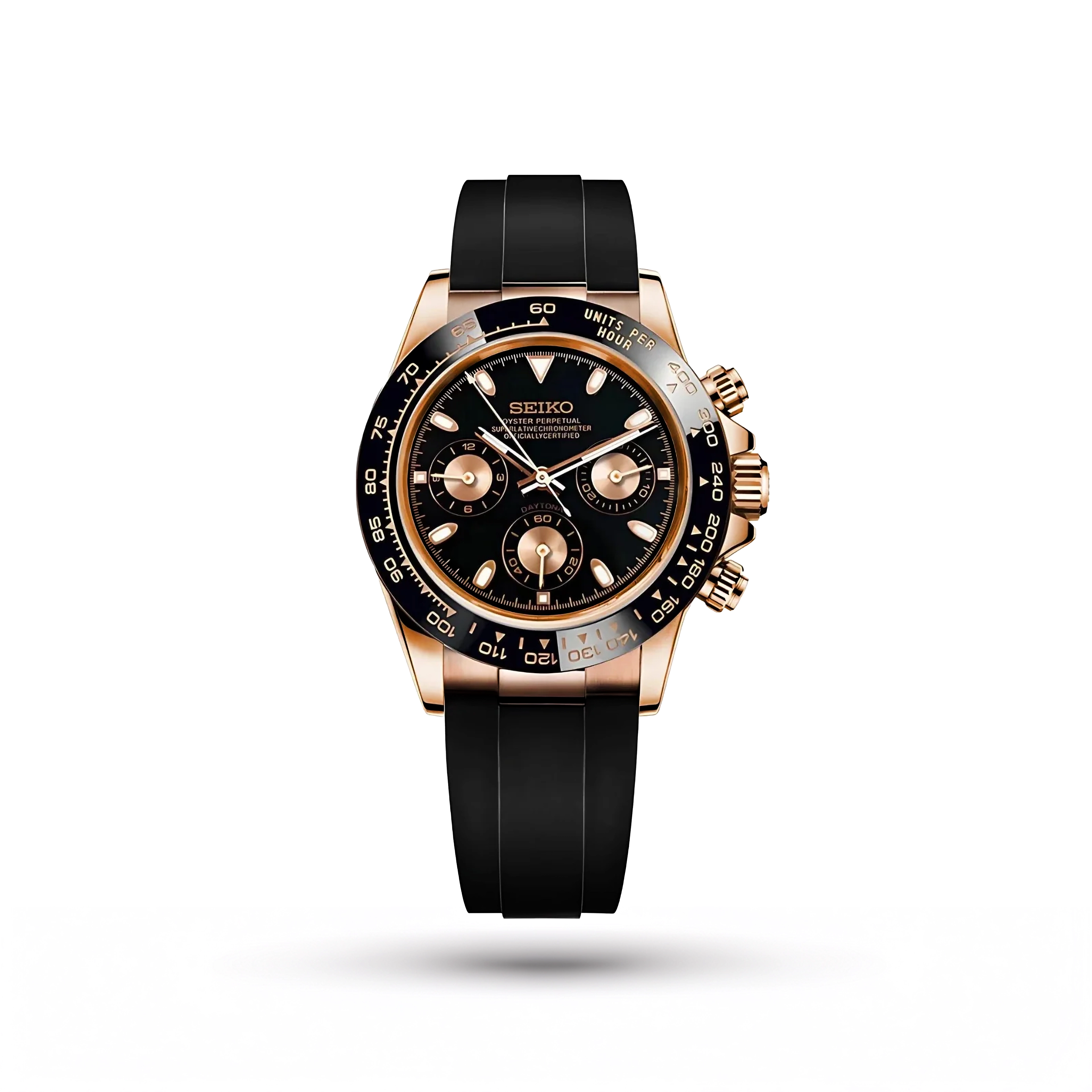 SEIKO MOD | DAYTONA ROSE GOLD | BLACK | BLACK INDEX DIAL