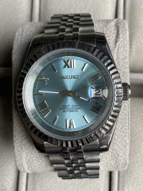 SEIKO MOD | DATE JUST | SILVER | ICE BLUE ROMAN DIAL