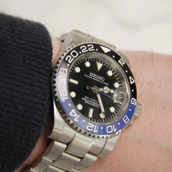 SEIKO MOD | BATMAN GMT MASTER II | SILVER | BLACK DIAL