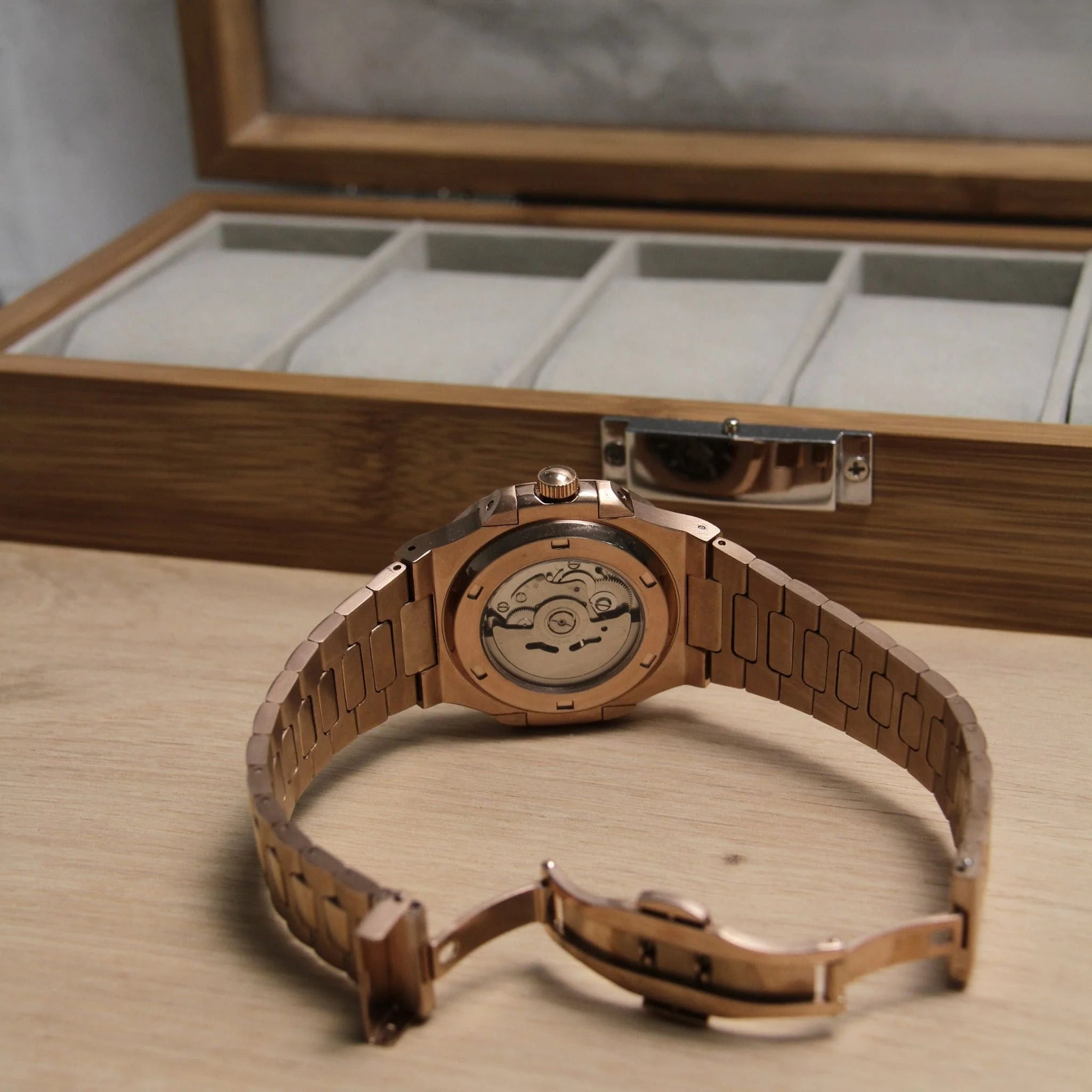 SEIKO MOD | NUATILUS |ROSE GOLD | CHOCOLATE OPEN HEART DIAL