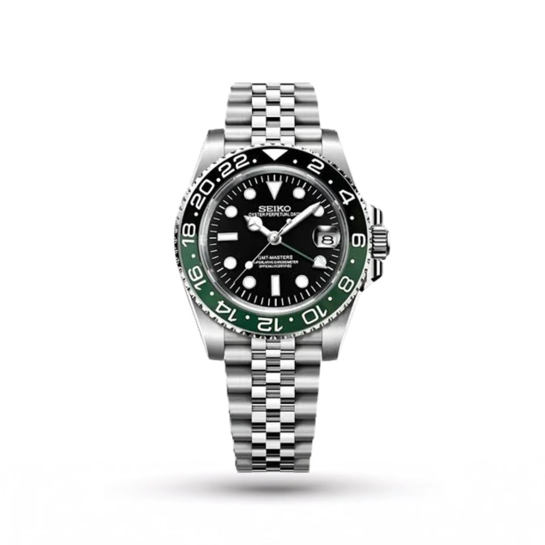 SEIKO MOD | SPRITE GMT | SILVER | BLACK INDEX DIAL