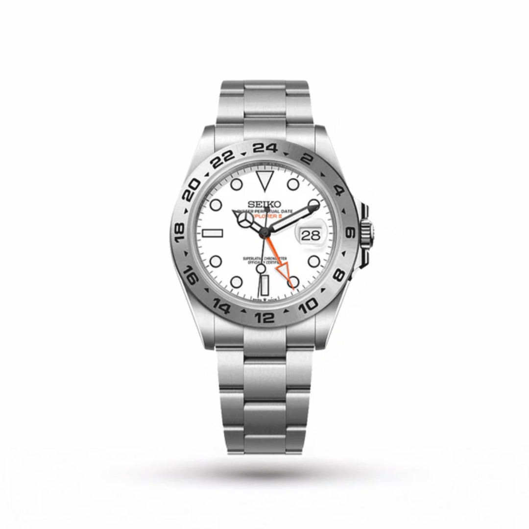 SEIKO MOD | EXPLORER GMT | SILVER | WHITE DIAL