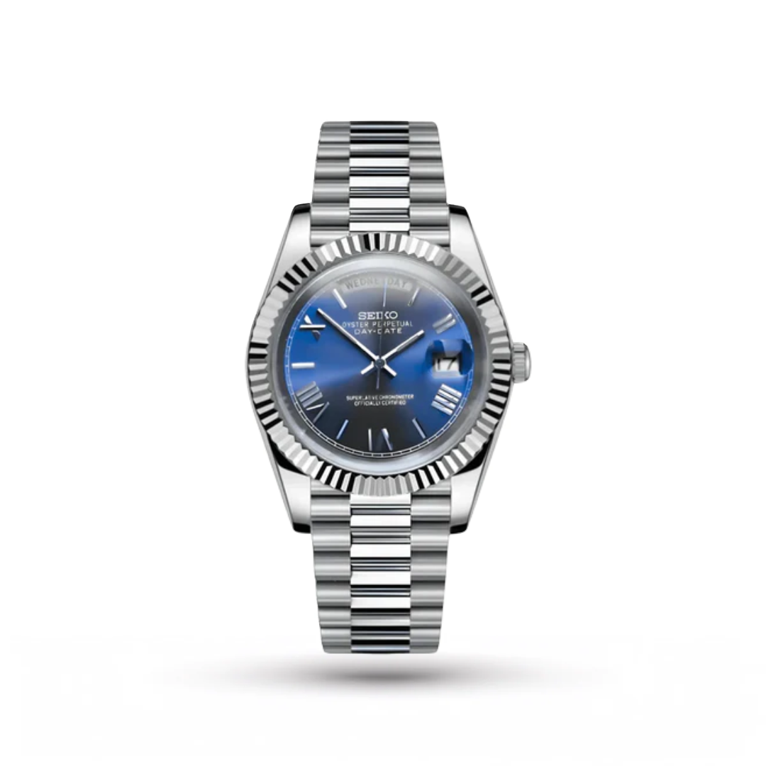 SEIKO MOD | DAY DATE | SILVER | ABYSS BLUE ROMAN DIAL