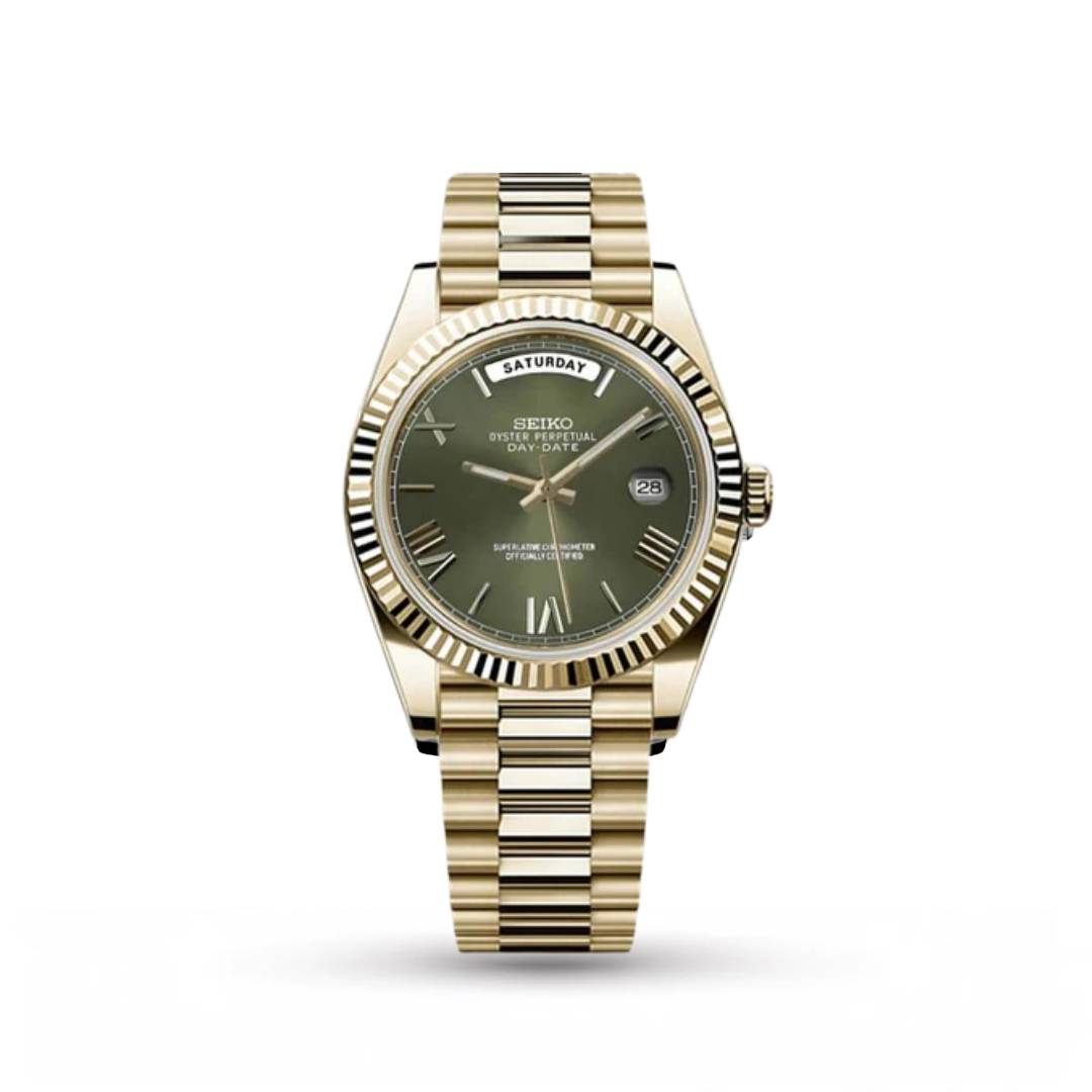 SEIKO MOD | DAY DATE | SILVER | MINT GREEN ROMN DIAL