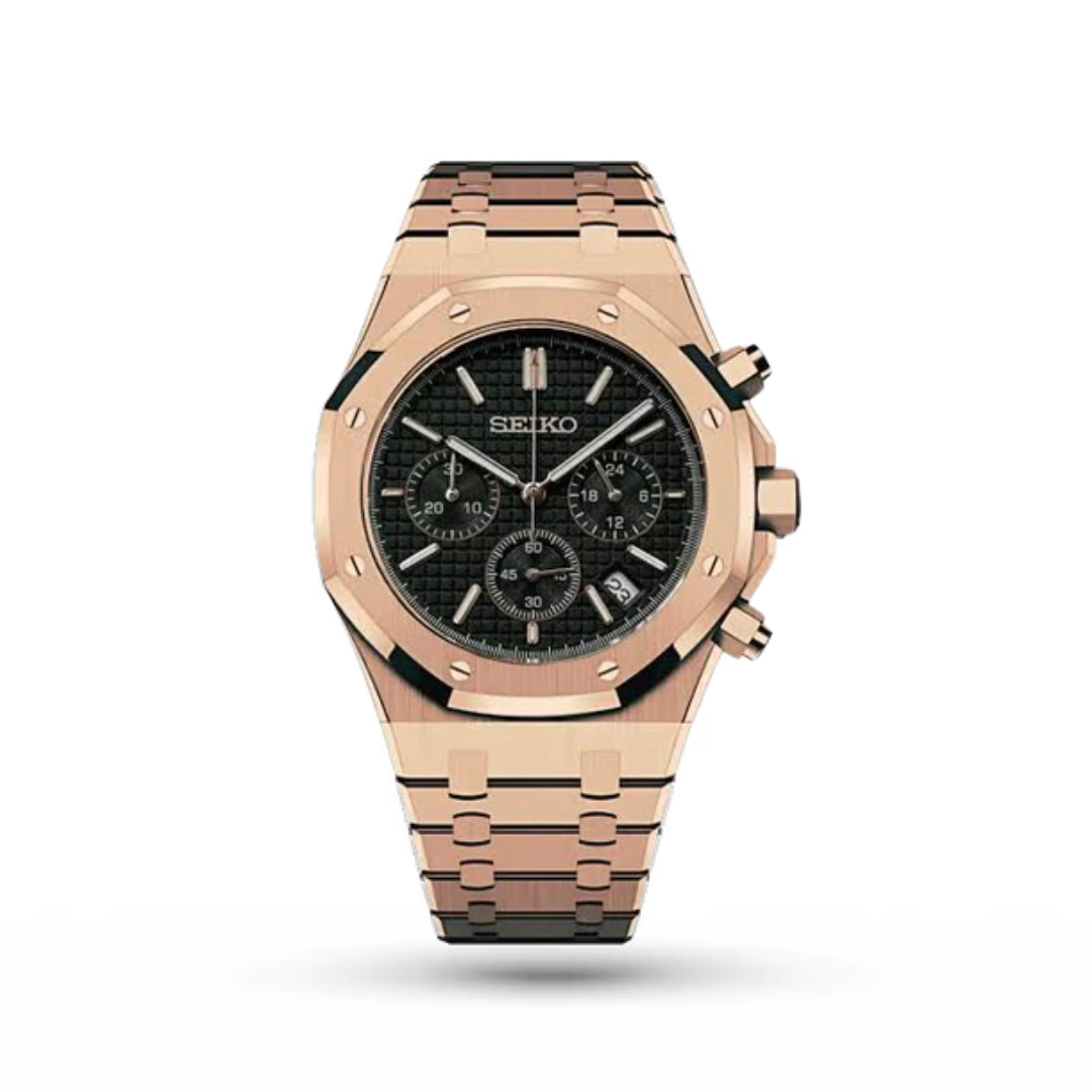 SEIKO MOD | ROYAL OAK CHRONOGRAPH | ROSE GOLD | BLACK INDEX DIAL