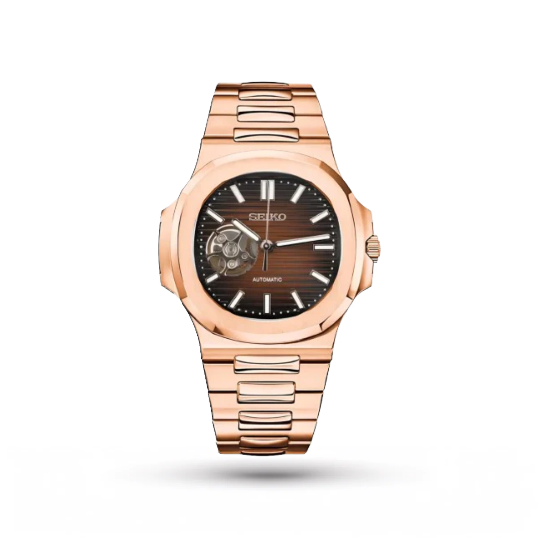 SEIKO MOD | NUATILUS |ROSE GOLD | CHOCOLATE OPEN HEART DIAL