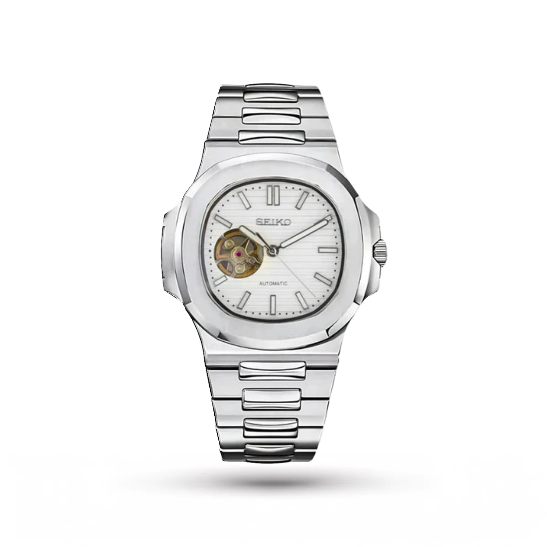 SEIKO MOD | NAUTILUS | SILVER | WHITE OPEN HEART INDEX DIAL