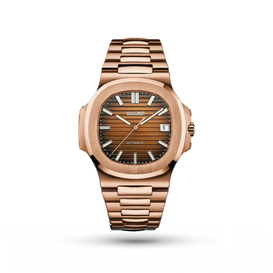 SEIKO MOD | NAUTILUS DATE | ROSE GOLD | BROWN INDEX DIAL