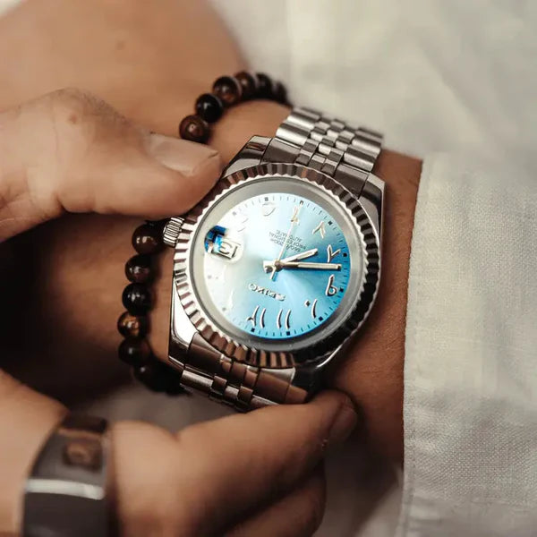 SEIKO MOD | DATE JUST | SILVER | ICE BLUE ARABIC DIAL