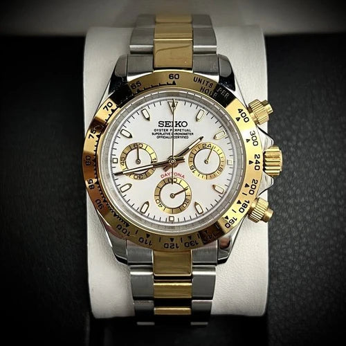 SEIKO MOD | DAYTONA | TWO TONE | WHITE INDEX DIAL