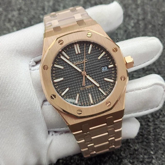 SEIKO MOD | ROYAL OAK | ROSE GOLD | BLASCK INDEX DIAL