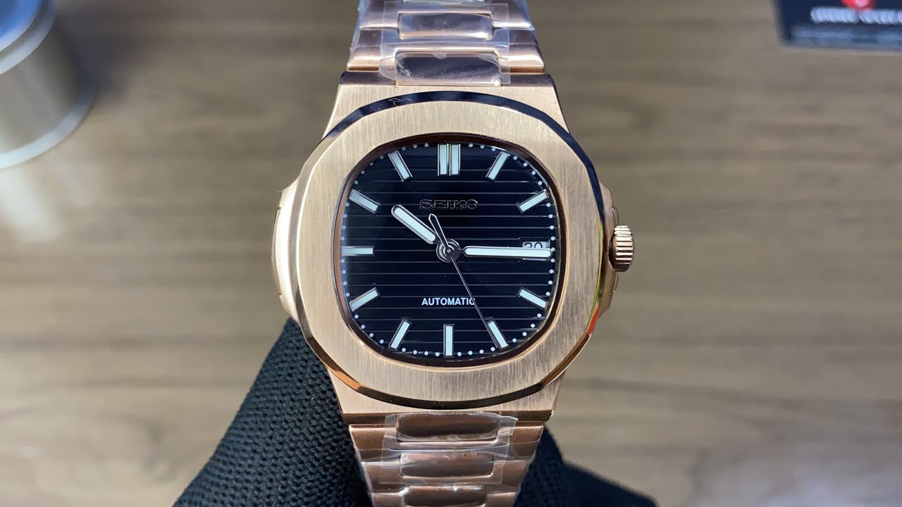 SEIKO MOD | NAUTILUS DATE | ROSE GOLD | DEEP BLACK INDEX DIAL