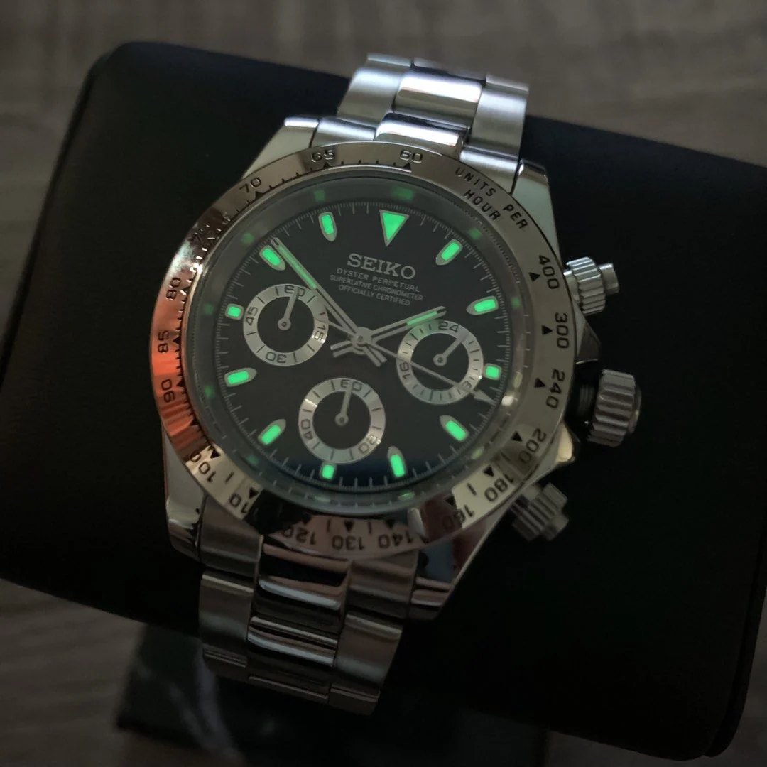 SEIKO MOD | DAYTONA | SILVER | FOREST GREEN INDEX DIAL