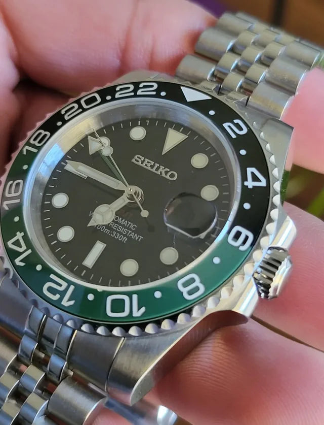 SEIKO MOD | SPRITE GMT | SILVER | BLACK INDEX DIAL
