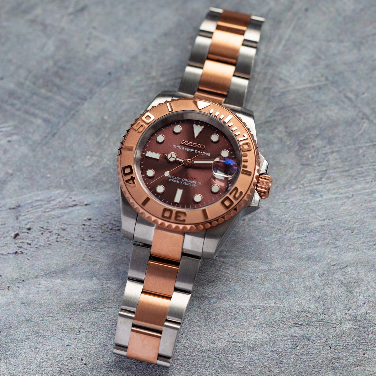 SEIKO MOD | YATCH MASTER | TWO TONE | CHOCO BROWN INDEX DIAL