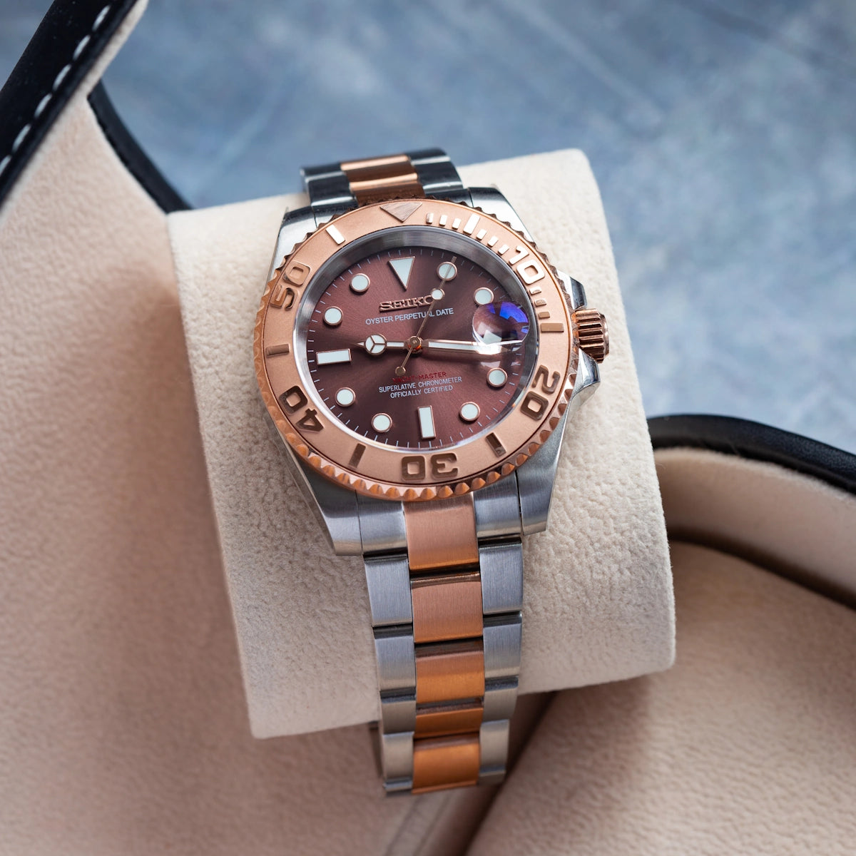 SEIKO MOD | YATCH MASTER | TWO TONE | CHOCO BROWN INDEX DIAL