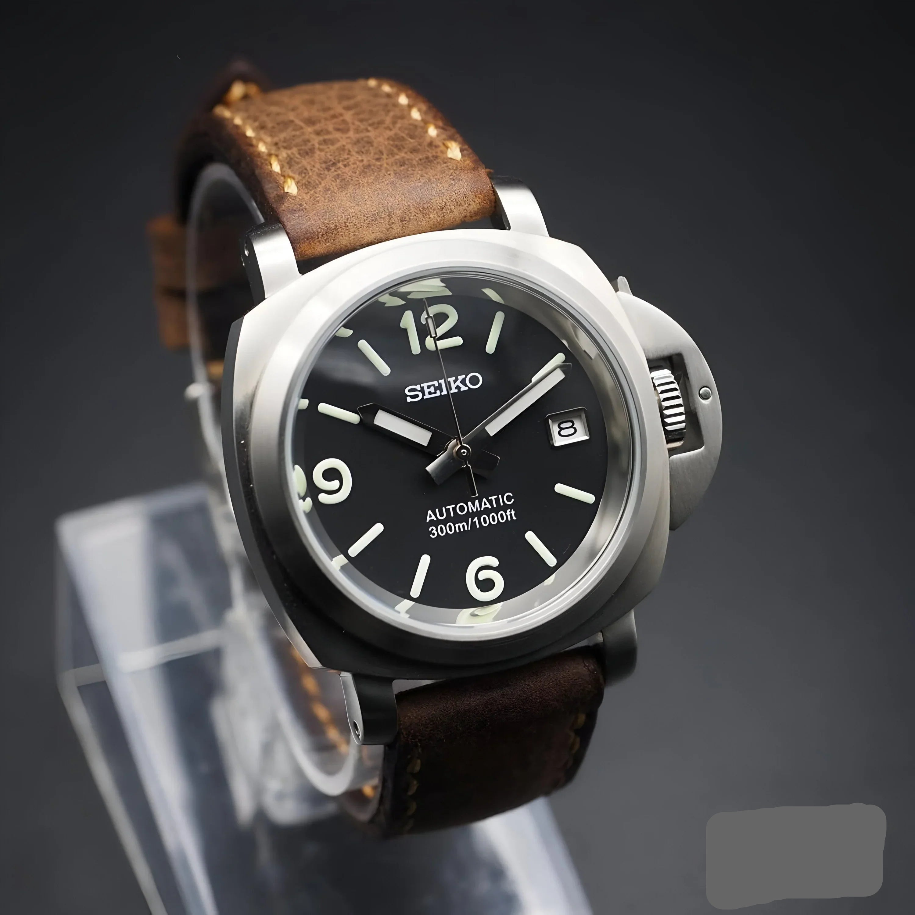 SEIKO MOD | PANARAI DATE | CAMEL BROWN | BLACK INDEX DIAL