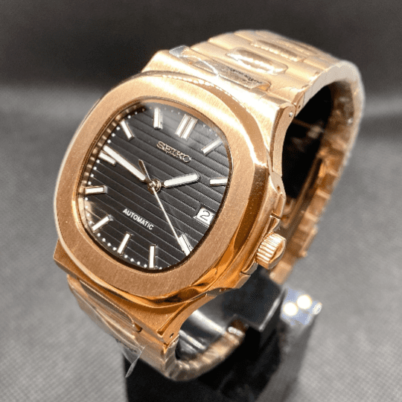 SEIKO MOD | NAUTILUS DATE | ROSE GOLD | DEEP BLACK INDEX DIAL