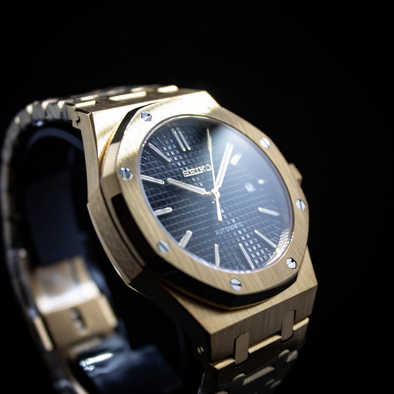 SEIKO MOD | ROYAL OAK | IMPERIAL GOLDEN | BLACK INDEX DIAL