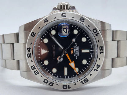 SEIKO MOD | EXPLORER GMT | SILVER | BLACK DIAL