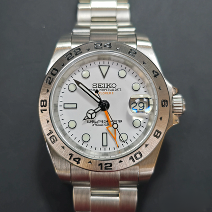 SEIKO MOD | EXPLORER GMT | SILVER | WHITE DIAL